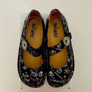 Alegria Black Peace & Love Maryjane Shoes